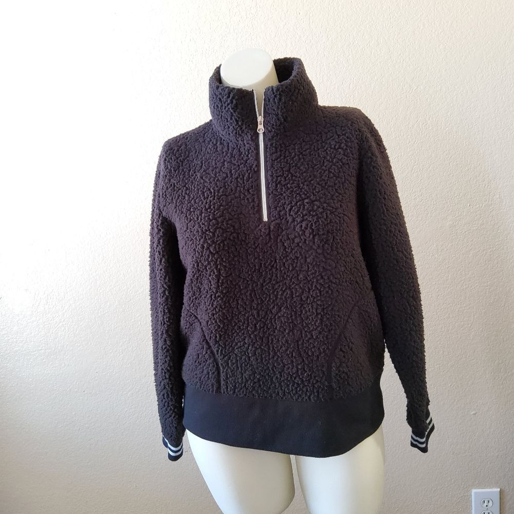 Xersion Faux Fur Full Zipper Jacket Coat Size L Black